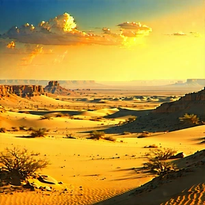 Nature Acrylic Painting: Desert (landscape:1.34) During Golden Hour With Beautiful Desert
