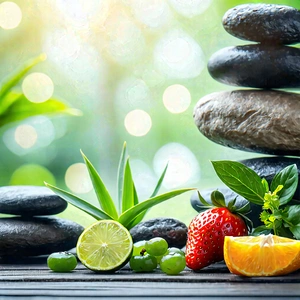 Lifestyle Minimalist Design: Wellness Scene With Healthy Food With Image, There