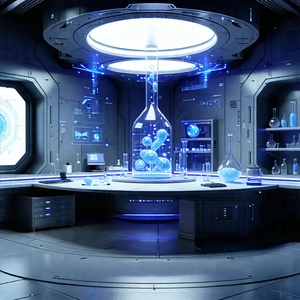 Tech Blender Artwork: Futuristic research laboratory