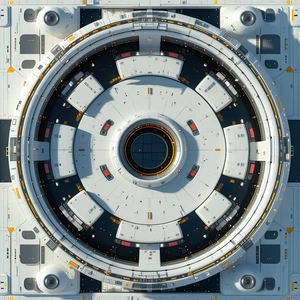 A Large, White, Circular Structure With A Central Hole