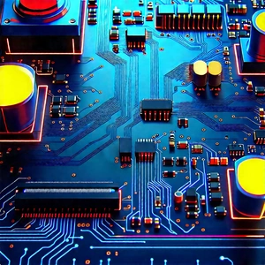 Circuit board with neon accents