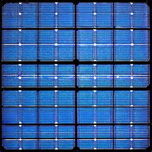 Solar panel with blue light glow