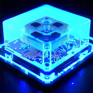 Quantum computer with blue light glow
