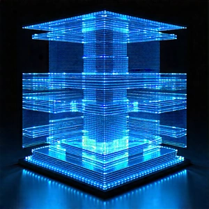 Quantum Computer With Blue Light (glow:1.38) With Large, Blue,