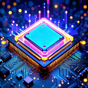 Microchip with neon accents