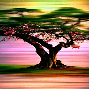 Nature Tilt-shift Photography: Ancient (tree:1.2) In Spring Bloom With Tree Pink