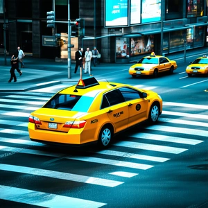yellow taxi driving
