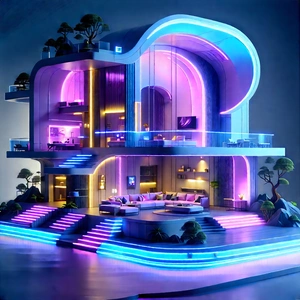 (futuristic:1.33) Smart Home With Model Futuristic