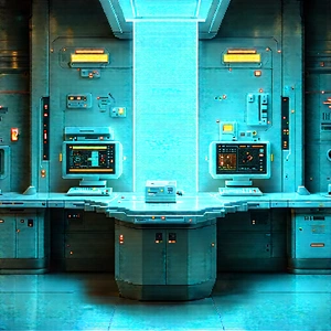 Futuristic Research Laboratory With Image, There