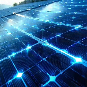 Solar Panel With Blue Light Glow With Solar Panel