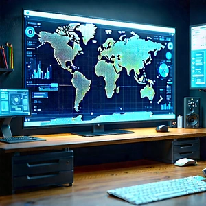 Educational Technology In Tech Office With Large Computer