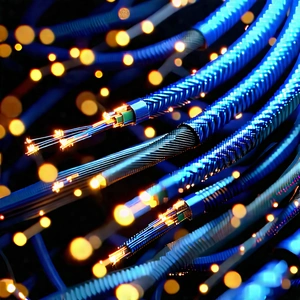 Close-up Of Fiber Optic Cables With Close-up Blue