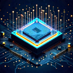 Circuit board with neon accents