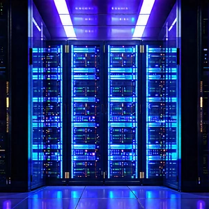Server Rack With Holographic Projection With Large Computer