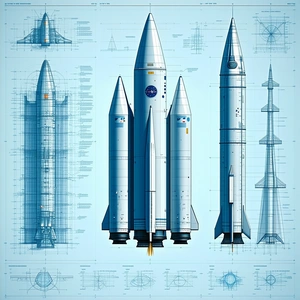A Blue And White Space Shuttle Is Shown In A Diagram, With A Smaller Space Shuttle Next To It