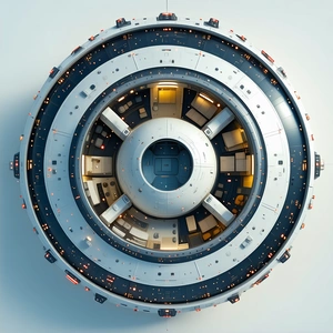 close-up spacecraft, likely space station