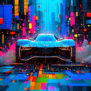 Automotive Technology In Tech Office With Colorful Vibrant