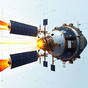 A Futuristic Spacecraft Is Shown In A Blue And White Color Scheme