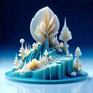 3d Printer With Digital Particles With White, Three-dimensional