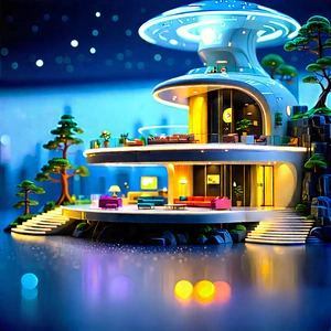 Futuristic Smart Home With Model Futuristic