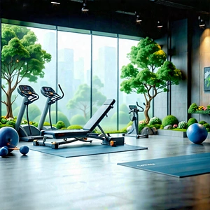 Lifestyle Landscape Photography: Wellness scene with fitness equipment