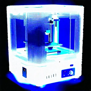 3d printer with blue light glow
