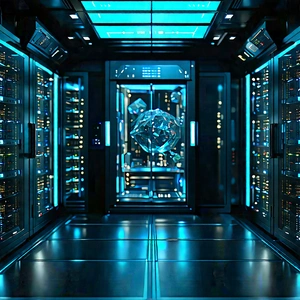 (futuristic:1.27) server room