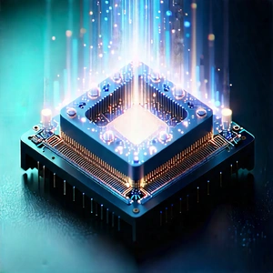 Quantum Computer With Digital Particles With Blue White