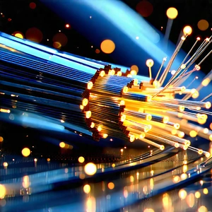 Close-up Of Fiber Optic Cables With Close-up Blue