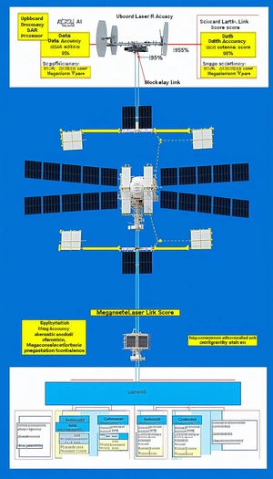 The Image Is A Blue Illustration Of A Space Station With A Large Satellite Dish