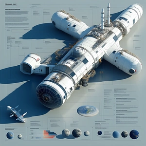 A Large Spacecraft Is Shown In A Diagram, With A Smaller Spacecraft Nearby