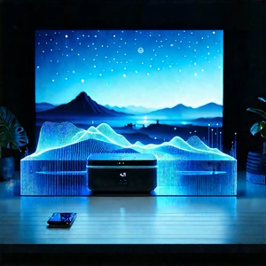 Smart Home Device With Data Visualization With Large, Blue,