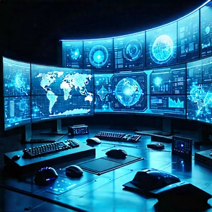 Futuristic digital workspace