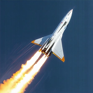 A White Rocket Is Flying Through The Sky, Leaving A Trail Of Smoke Behind It