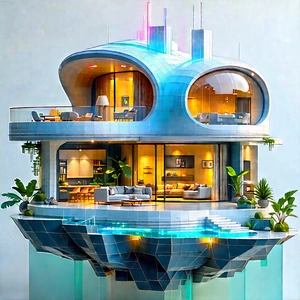 Futuristic Smart Home With Large, Modern
