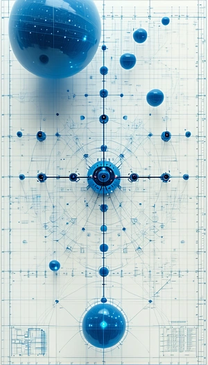 A Blue And White Drawing Of A Clock Is Displayed On A White Background