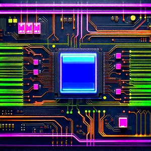 Circuit board with neon accents