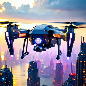 Drone With (digital:1.14) Artwork With Black Drone