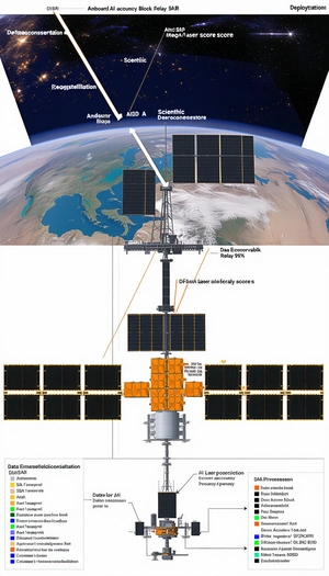 A Satellite Is Shown In The Image, With A Large Orange Cross On The Front