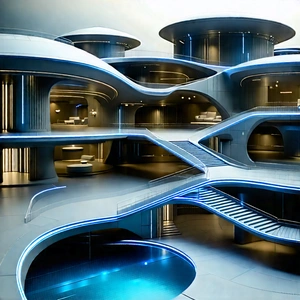 Futuristic Innovation Hub With Image, There