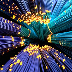 Close-up Of Fiber Optic Cables With Close-up Blue