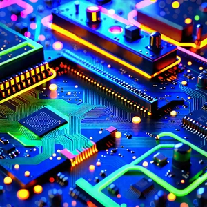 Circuit board with neon accents