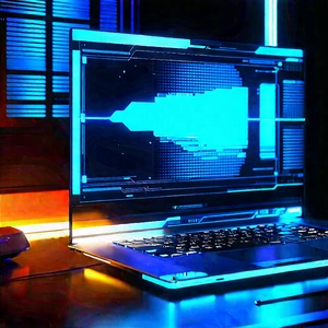 Laptop with glowing screen
