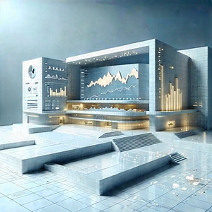 Financial Technology In Research Center With Large Building