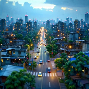 Urban Matte Painting: Aerial View Of Urban Renewal Area With Computer-generated (cgi)