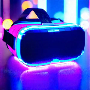 Vr Headset With Digital Artwork With Purple Blue