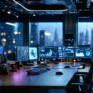 Futuristic tech startup office