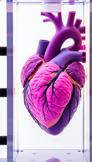 A Purple Heart-shaped Object, Which Appears To Be A Sculpture Or A Model Of A Heart