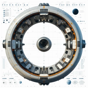 A Large, Futuristic Spacecraft Is Shown In A Detailed