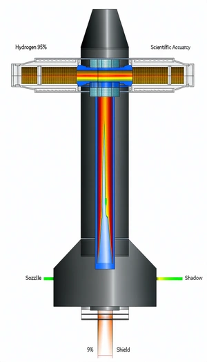 A Large, Black, Cylindrical Structure With A Bright Yellow Light Inside